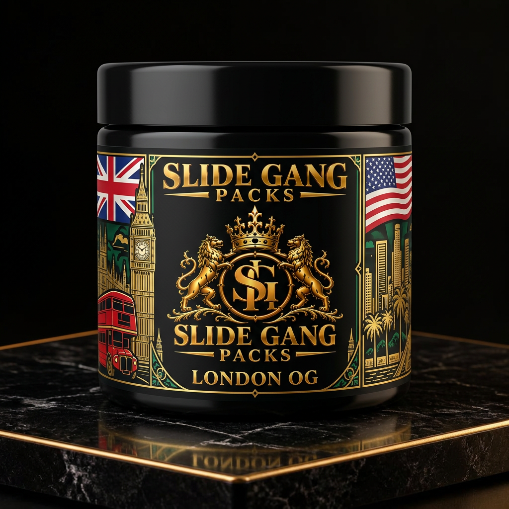 London OG branded jar concept with London and West Coast USA graphics